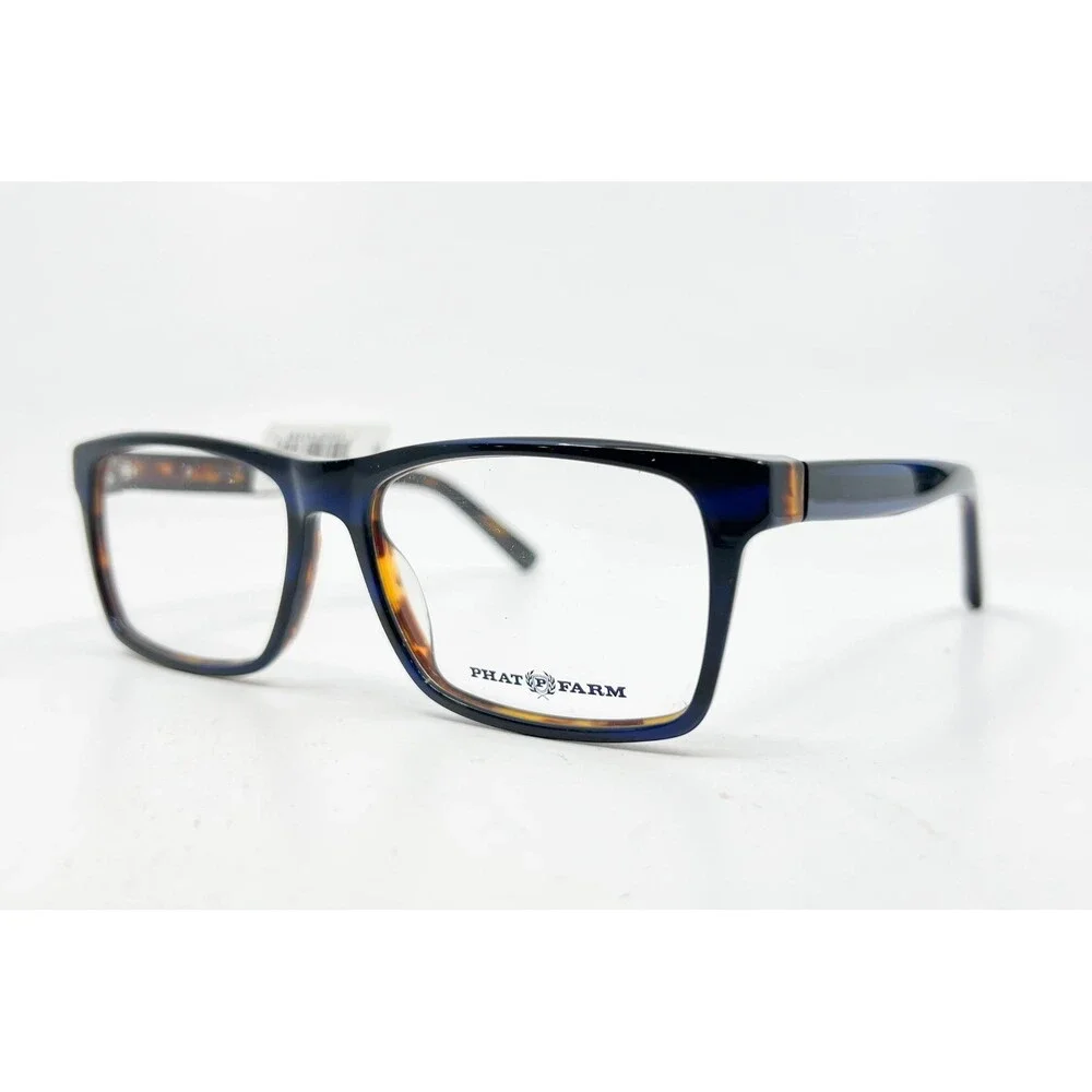 Phat Farm Eyeglasses Men Blue Tortoise Shell Rectangular 55-16-140